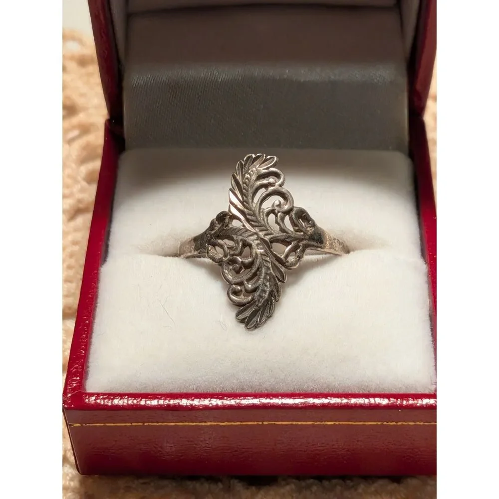 Vintage Silver Filigree Ring Size 9